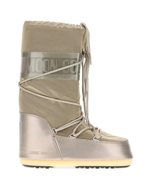 Moon Boot Natural Dove Grey Satin Icon Boots