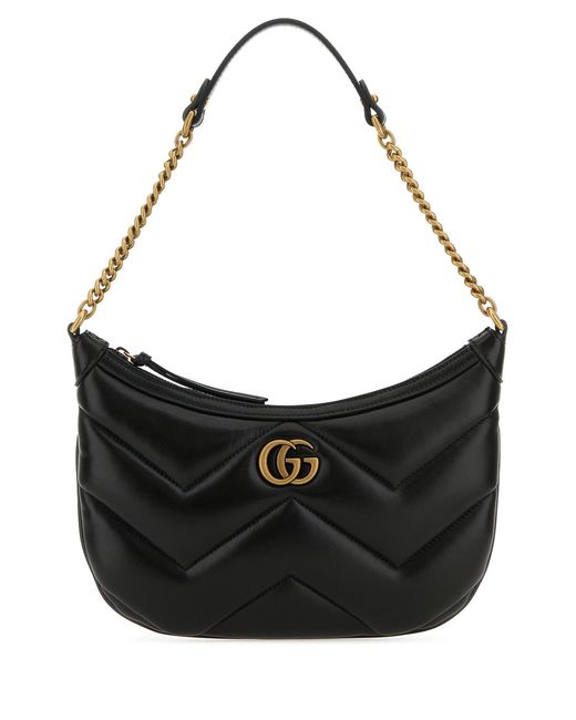 Borsa a spalla GG Marmont in pelle nera di Gucci in Black