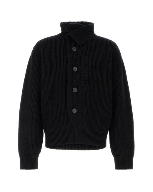 Dries Van Noten Black Wool Marino Cardigan for men