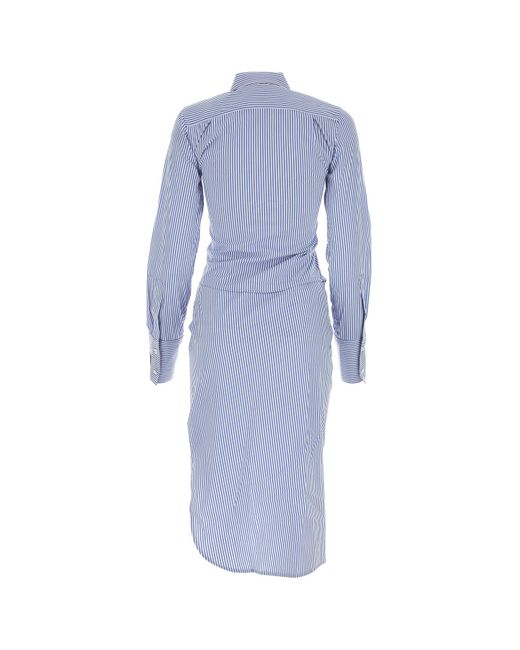 J.W. Anderson Blue Printed Stretch Cotton Shirt Dress