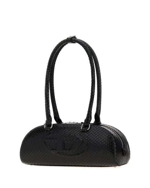 DIESEL Black Leather 1Dr Dome Shoulder Bag