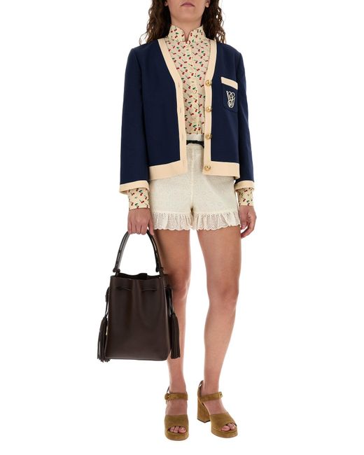 Valentino Garavani Natural Printed Crepe Shirt