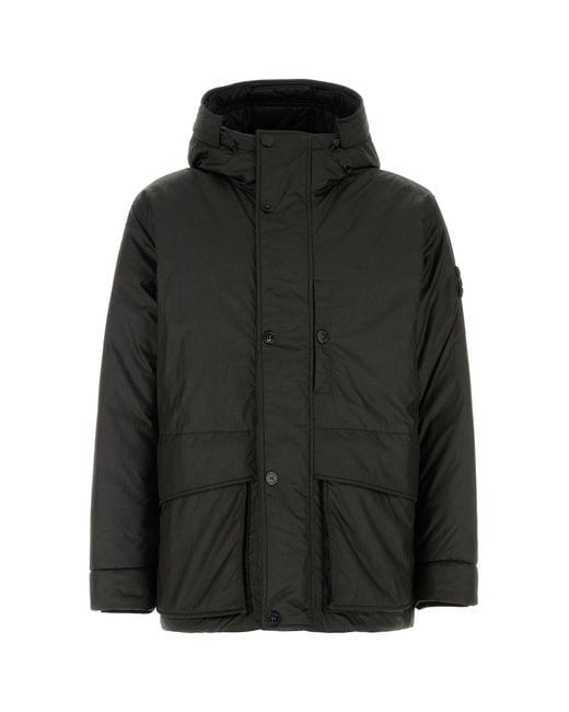 Stone Island Black Nylon And Polyester Parka for men