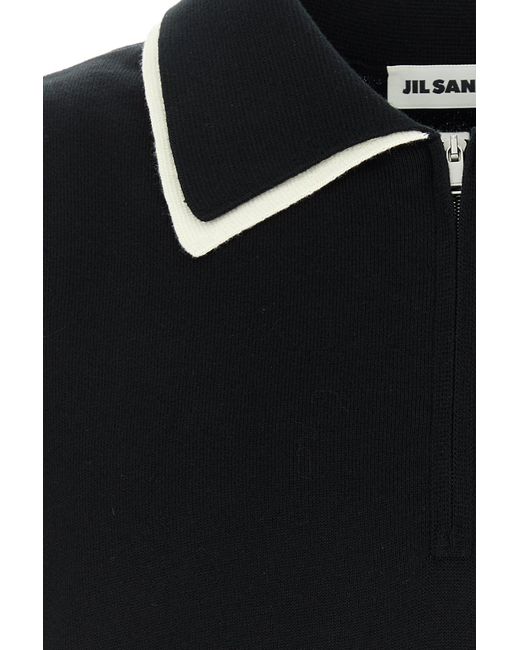 Jil Sander Black Solid Shirt Collar Polo for men