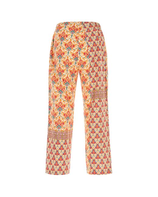 Pantamolle Orange Printed Poplin Ferù Pant for men