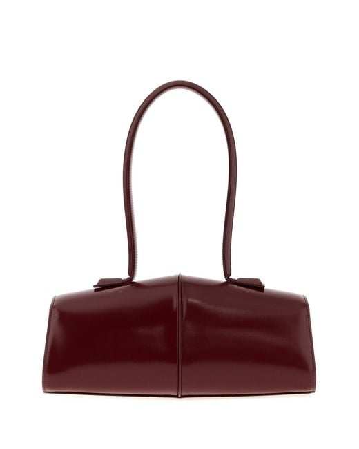 Jil Sander Purple Tiziano Red Leather Linea Shoulder Bag