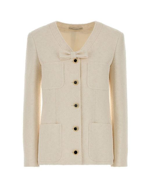 Alessandra Rich Natural Ivory Boucle Blazer