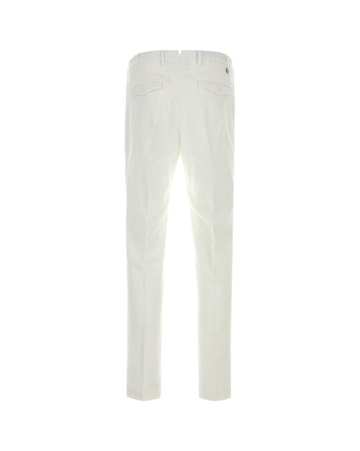 PT Torino White Stretch Cotton Pant for men
