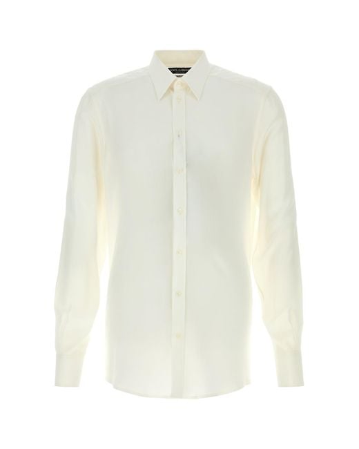 Dolce & Gabbana White Regular Crepe Shirt for men