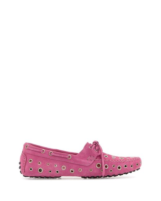 GIMAGUAS Pink Suede Car Loafers