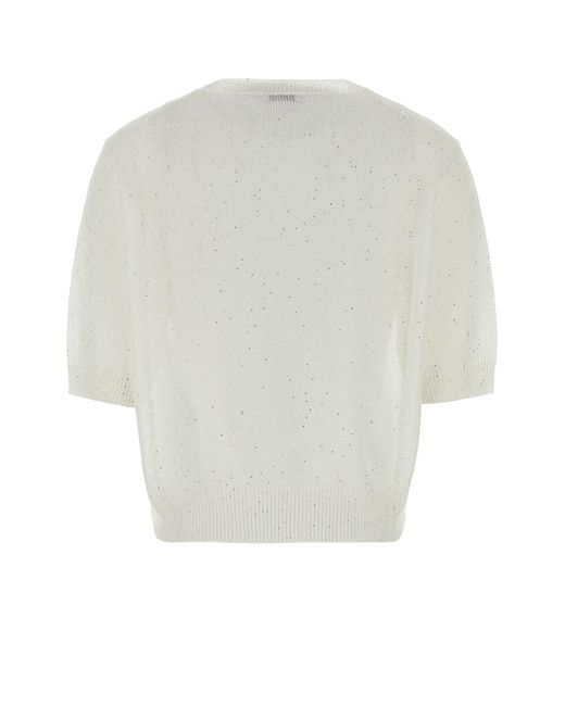 Brunello Cucinelli White Linen Blend Sweater