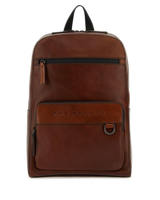 Zaino Damiano piccolo in pelle marrone di The Bridge in Brown