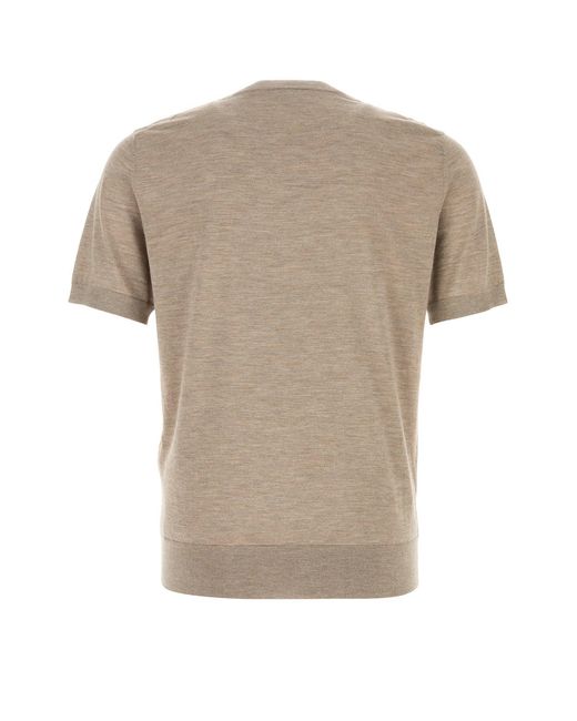 Brioni Natural Cappuccino Cashmere Blend T-shirt for men