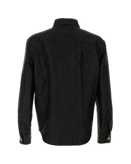 Camicia in jacquard nero di Versace in Black da Uomo