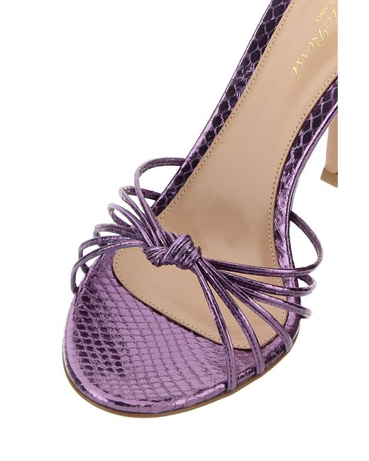 Gianvito Rossi Pink Purple Leather Malè Sandals