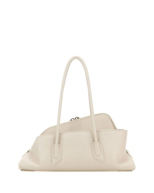 The Attico Natural Ivory Leather Small La Passeggiata Shoulder Bag