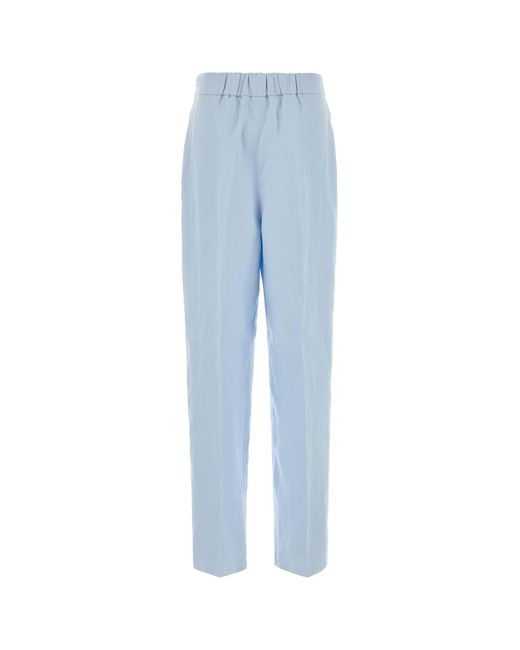 Agnona Pastel Light-blue Linen Pant