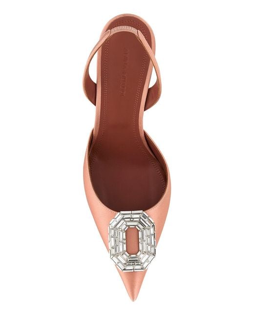 AMINA MUADDI Pink Satin Camelia Pumps