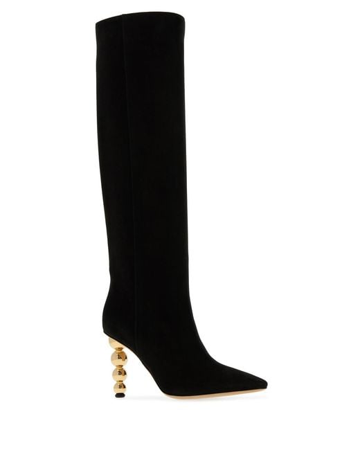Ferragamo Black Suede Lotty Boots