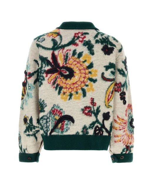 Sacai Green Embroidered Wool Sweater for men