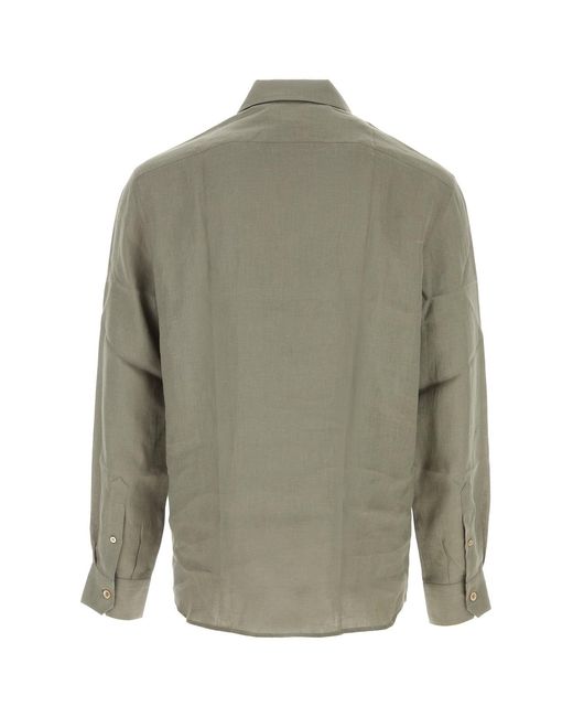 Brunello Cucinelli Green Solid Shirt for men