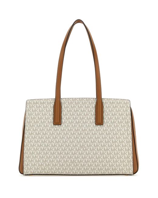 Borsa shopping Laila media in tela stampata di MICHAEL Michael Kors in Natural