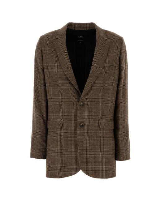 A.P.C. Brown Embroidered Wool Annie Blazer