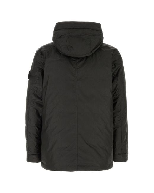 Stone Island Black Nylon And Polyester Parka for men