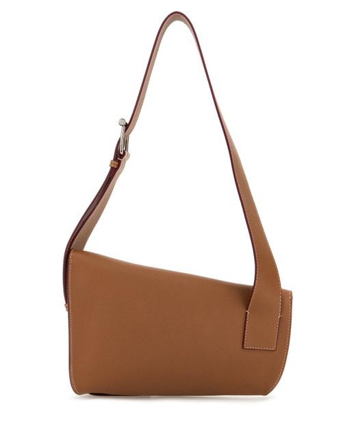 Borsa a tracolla Sling T-Bar grande in pelle caramello di Alexander McQueen in Brown