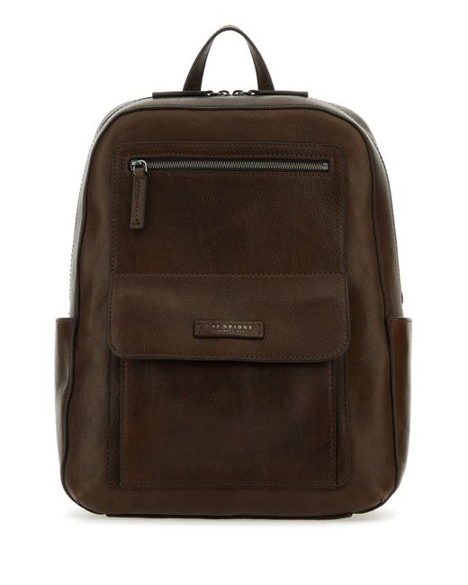 Zaino Alberto Wild in pelle marrone di The Bridge in Brown