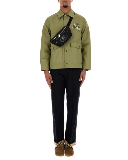 Giubbino in cotone verde di Burberry in Green da Uomo
