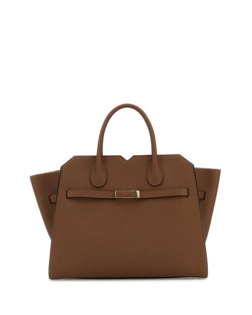 Valextra Brown Caramel Leather Medium Milano Shopping Bag