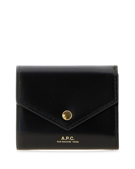 A.P.C. Black Leather Envelope Coin Purse