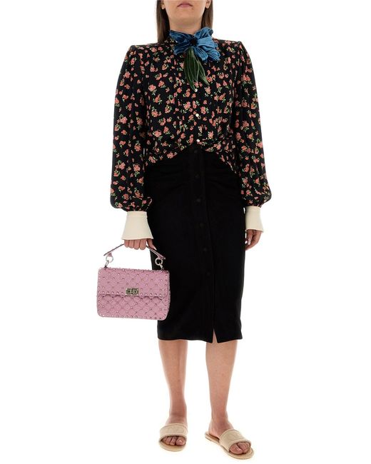 Valentino Garavani Black Printed Crepe Shirt