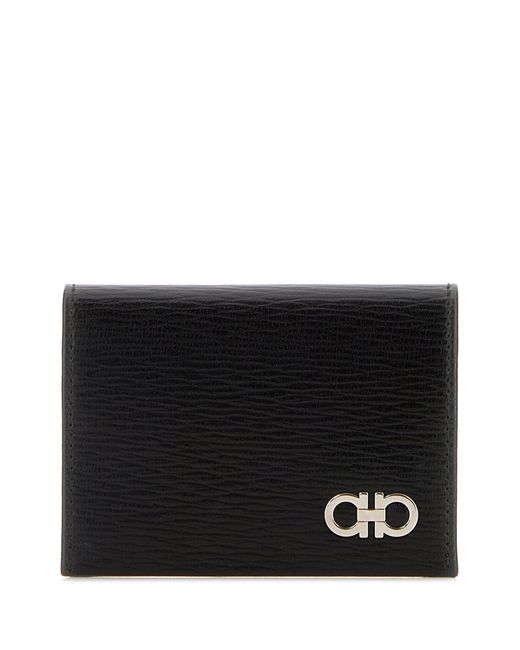 Ferragamo Black Salvatore Leather Card Holder for men