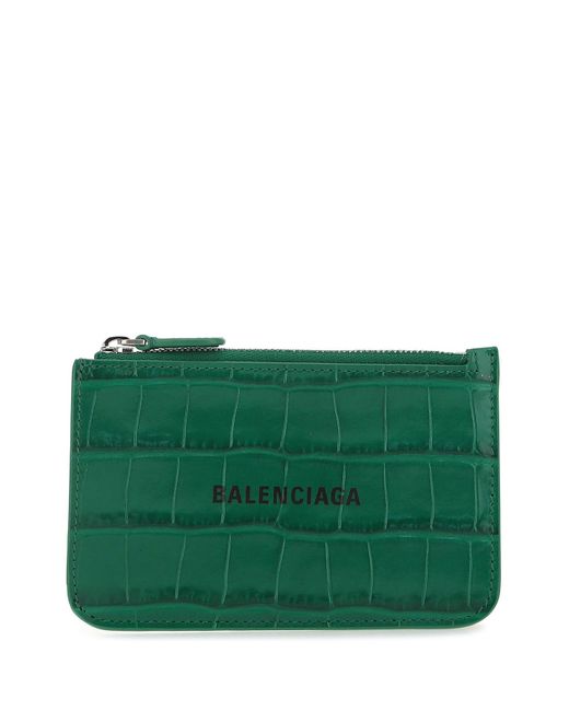 Balenciaga Dark Leather Card Holder in Green | Lyst