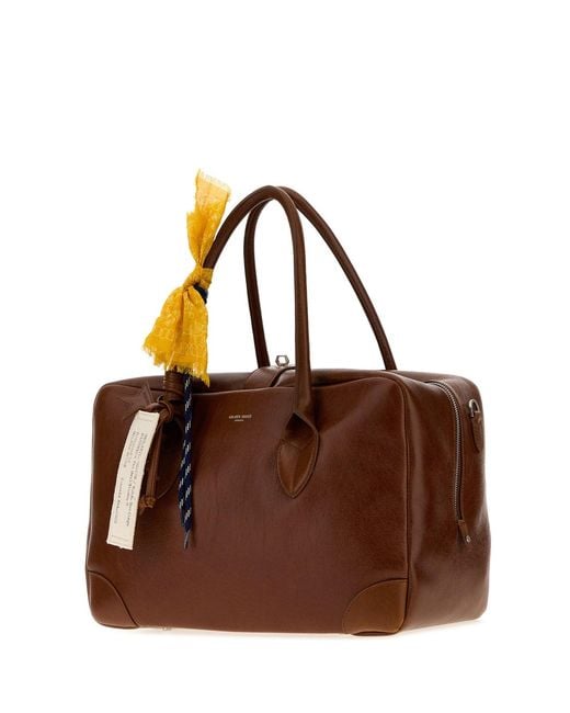 Golden Goose Deluxe Brand Brown Leather Medium Vita Travel Bag