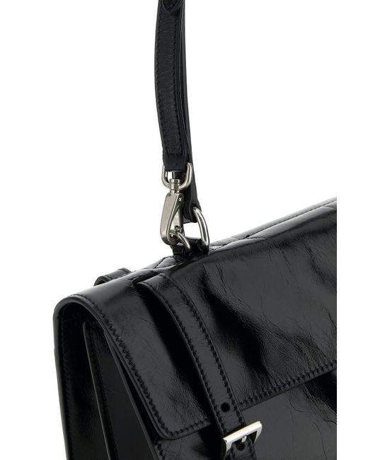 Borsa a mano media in pelle nera di Prada in Black
