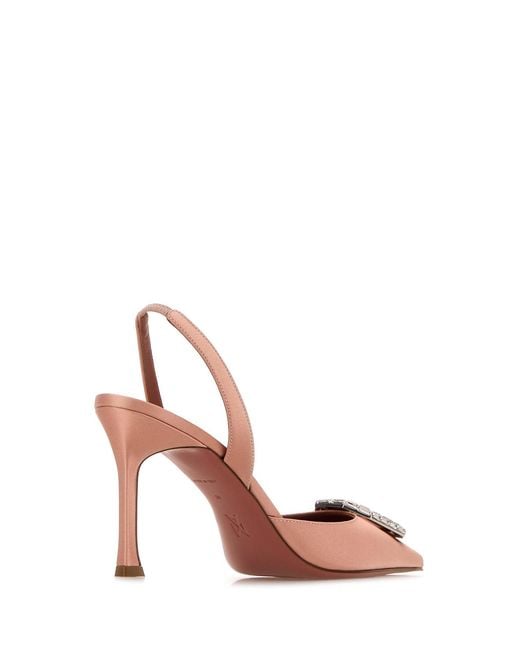 AMINA MUADDI Pink Satin Camelia Pumps