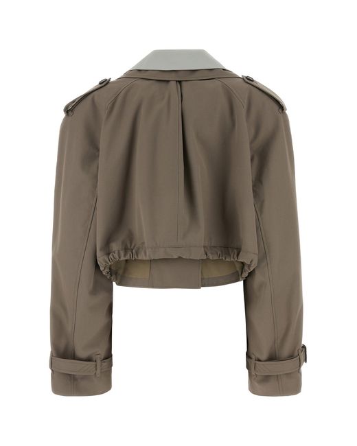 The Attico Green Dove Grey Gabardine Trench Coat