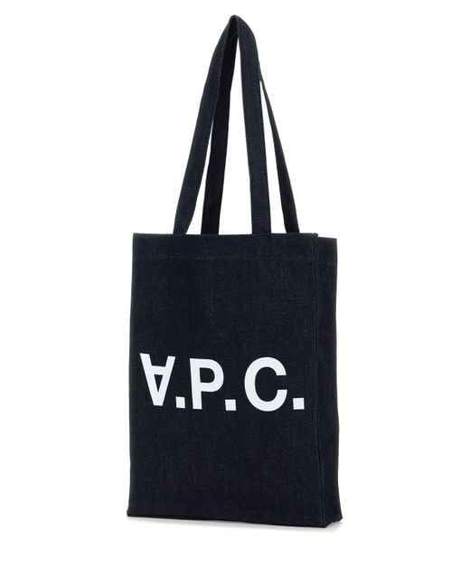 Borsa shopping Laure in denim di A.P.C. in Black da Uomo