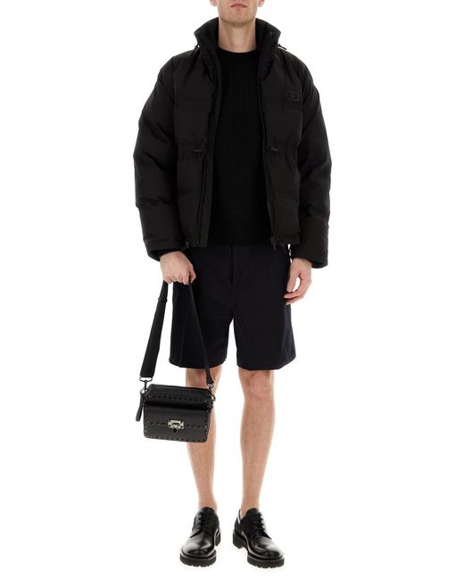 Valentino Garavani Black Midnight Blue Stretch Cotton Bermuda Shorts for men