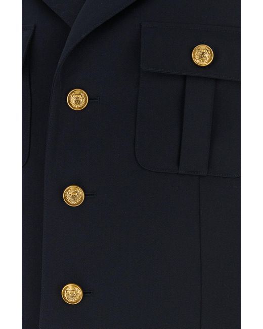 Valentino Garavani Black Navy Blue Wool Blazer for men