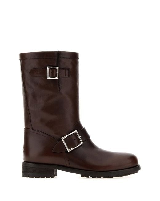 Jimmy Choo Brown Chocolate Leather Biker Boots