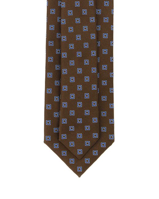 Brioni Brown Embroidered Silk Tie for men