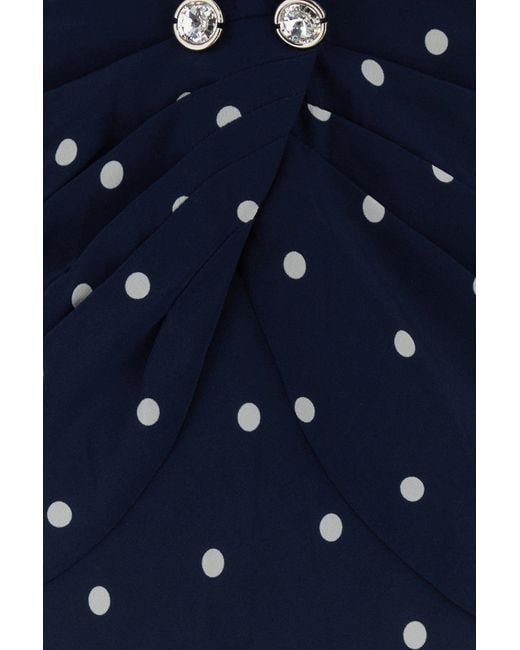 Alessandra Rich Blue Printed Silk Long Dress