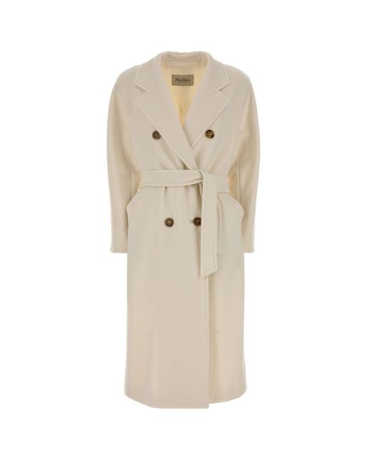 Cappotto Madame in misto lana avorio di Max Mara in Natural