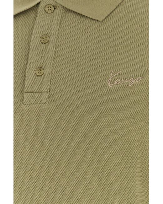 KENZO Green Solid Shirt Collar Polo for men