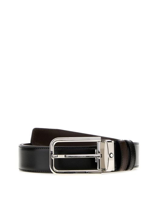 Montblanc Black Leather Reversible Belt for men