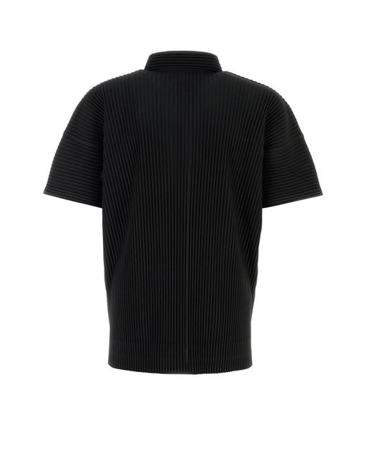 Homme Plissé Issey Miyake Black Polyester Polo Shirt for men
